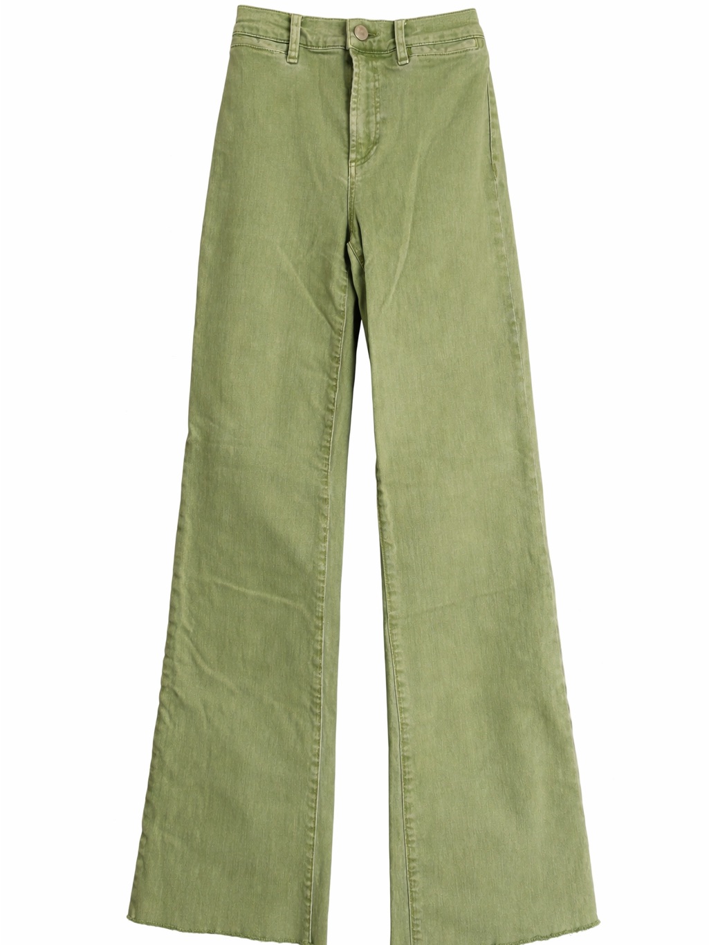Alice + Olivia Gorgeous Coin Pocket Jeans Green Straight Leg Flare Denim